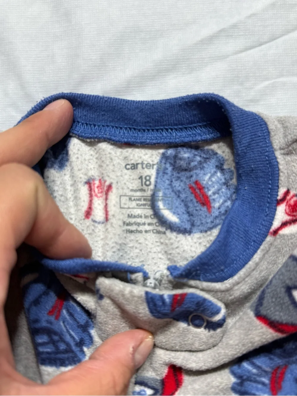 Carter's Gray Baseball Print Footie Pajamas Size 18 Months